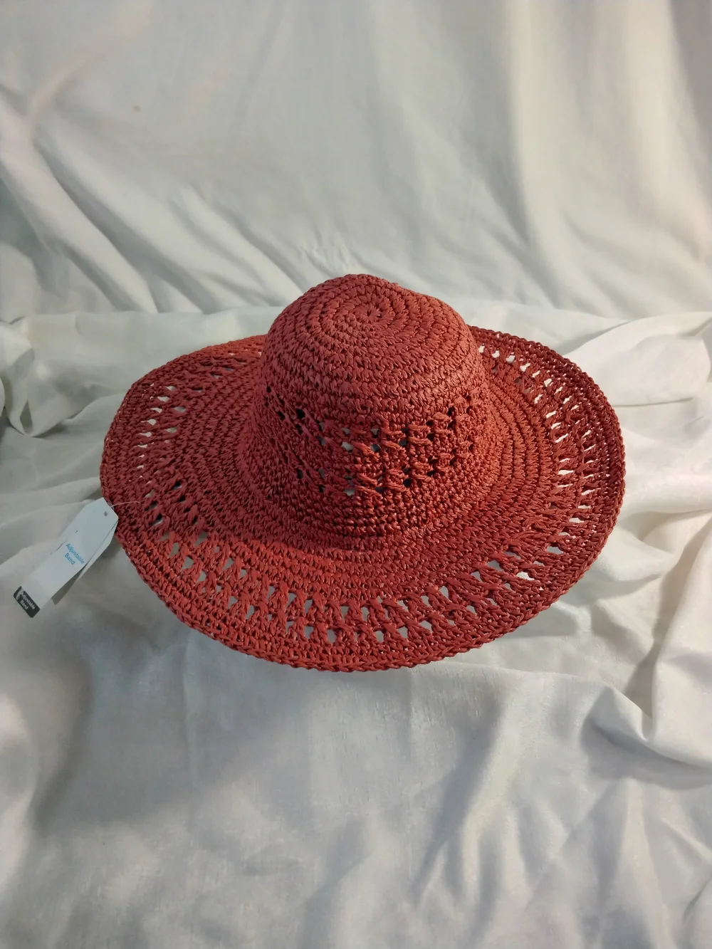 Time and Tru Crochet Wide-Brim Sun Hat - Rust
